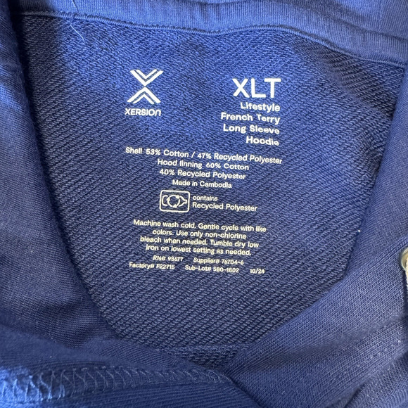 Xersion XLT Big & Tall French Terry Hoodie Blue Depth Soft Touch NWT Streetwear - Picture 5 of 13